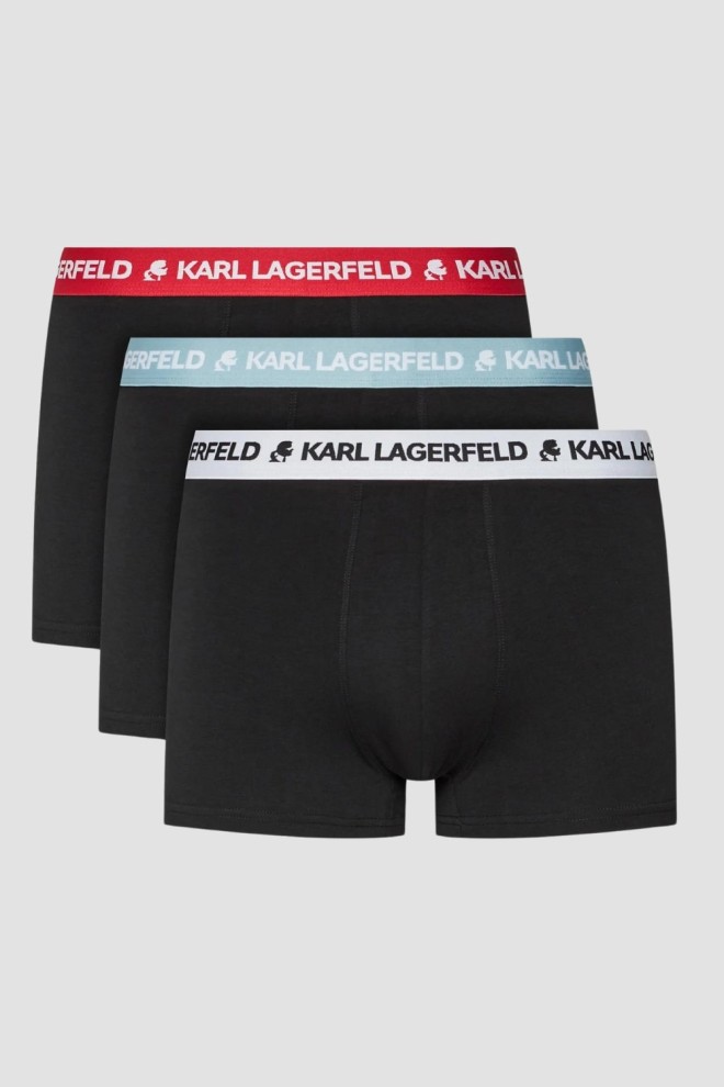 KARL LAGERFELD Комплект чорних боксерських трусів 3PACKLogo Trunk Colorband