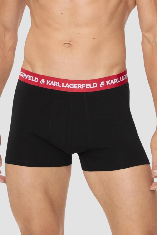 KARL LAGERFELD Set boxeri negru 3PACKLogo Trunk Colorband