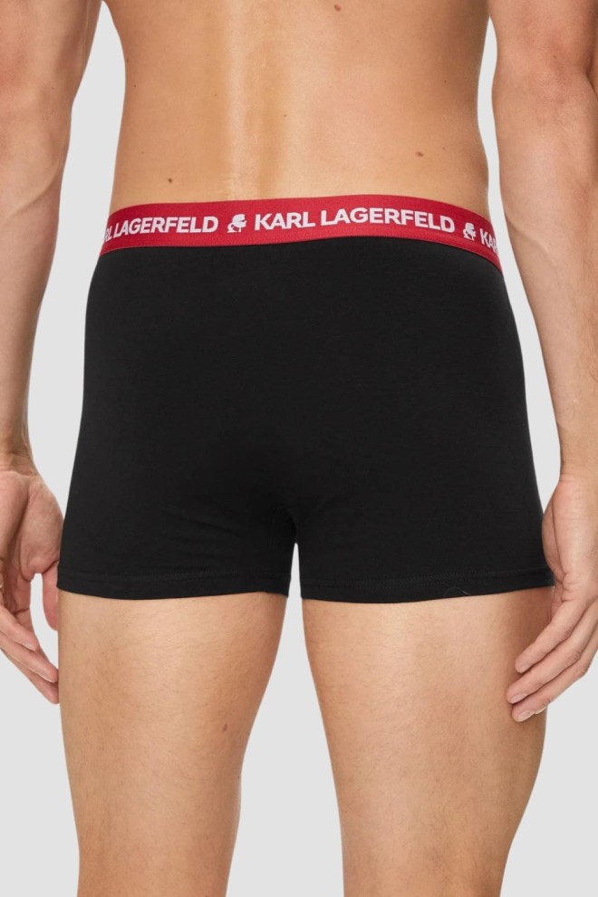 KARL LAGERFELD Set boxeri negru 3PACKLogo Trunk Colorband