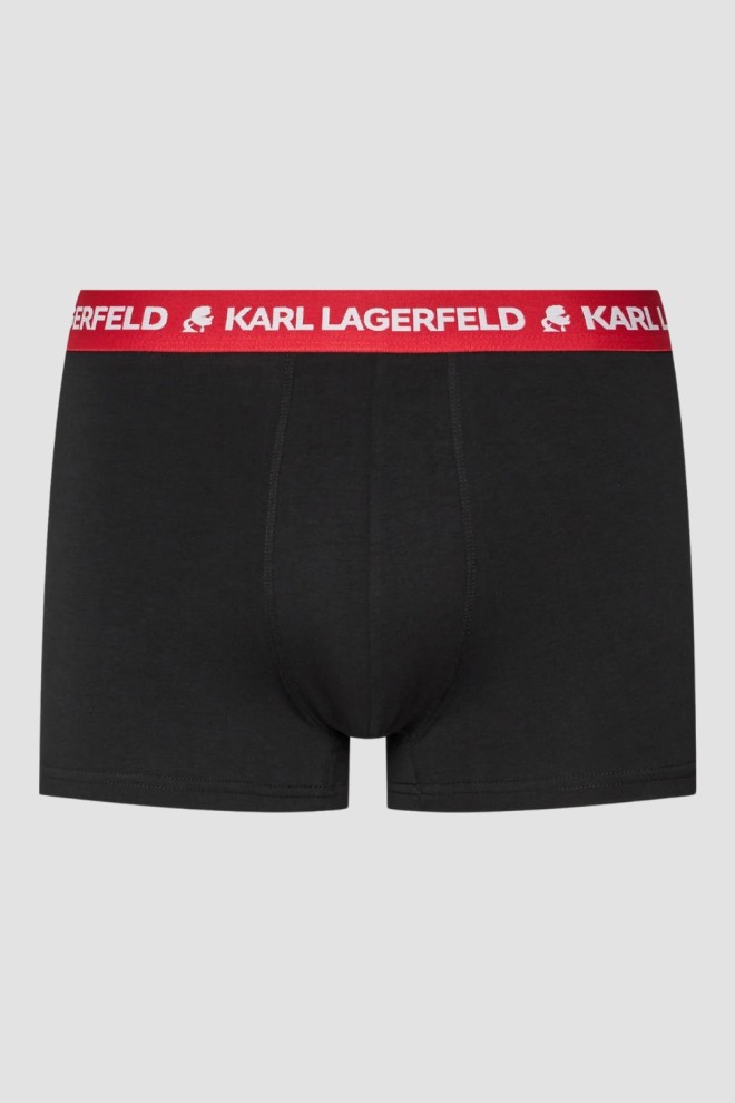 KARL LAGERFELD Set boxeri negru 3PACKLogo Trunk Colorband