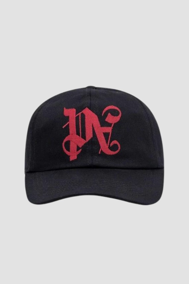 PALM ANGELS Black Pa Monogram Emb Cap