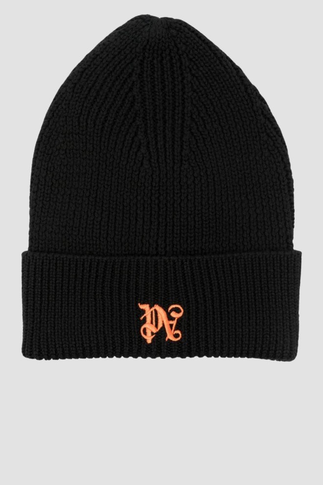 PALM ANGELS Black Pa Monogram Beanie