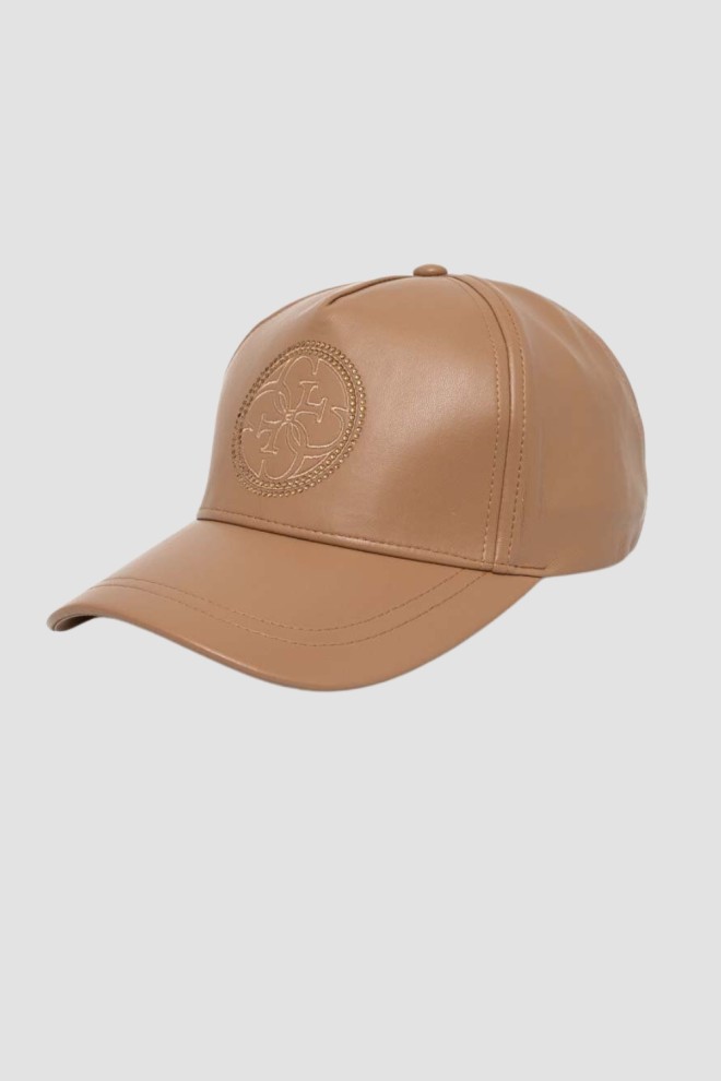 GUESS Brązowa czapka z daszkiem Edith Pu Cap