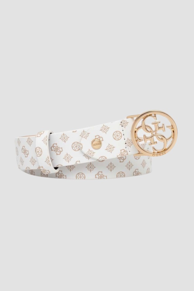 GUESS White logoed Arlena belt