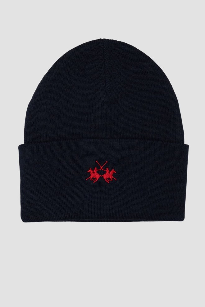 LA MARTINA Navy blue beanie hat