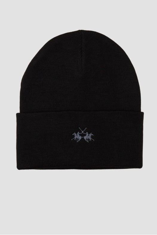 LA MARTINA Black beanie hat