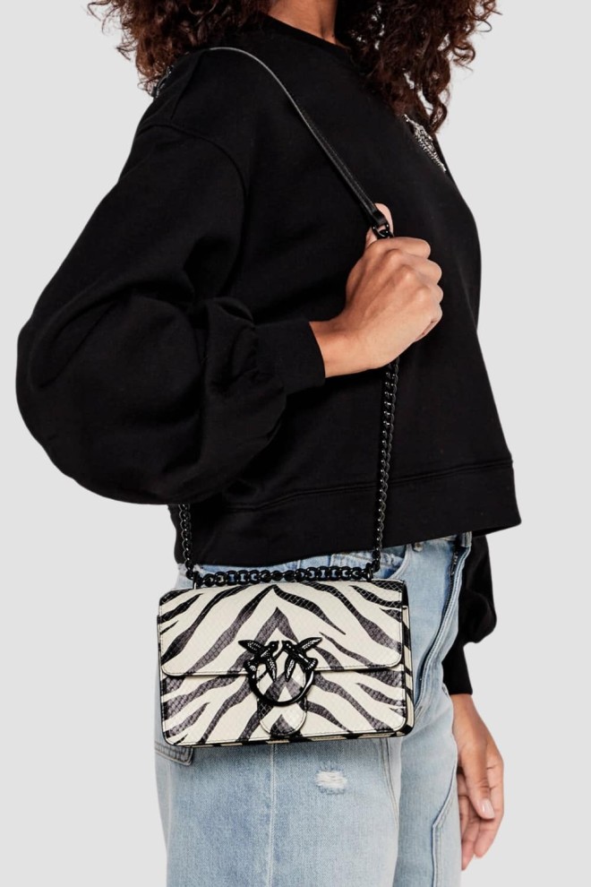 PINKO Black and White Love One Mini DC Handbag