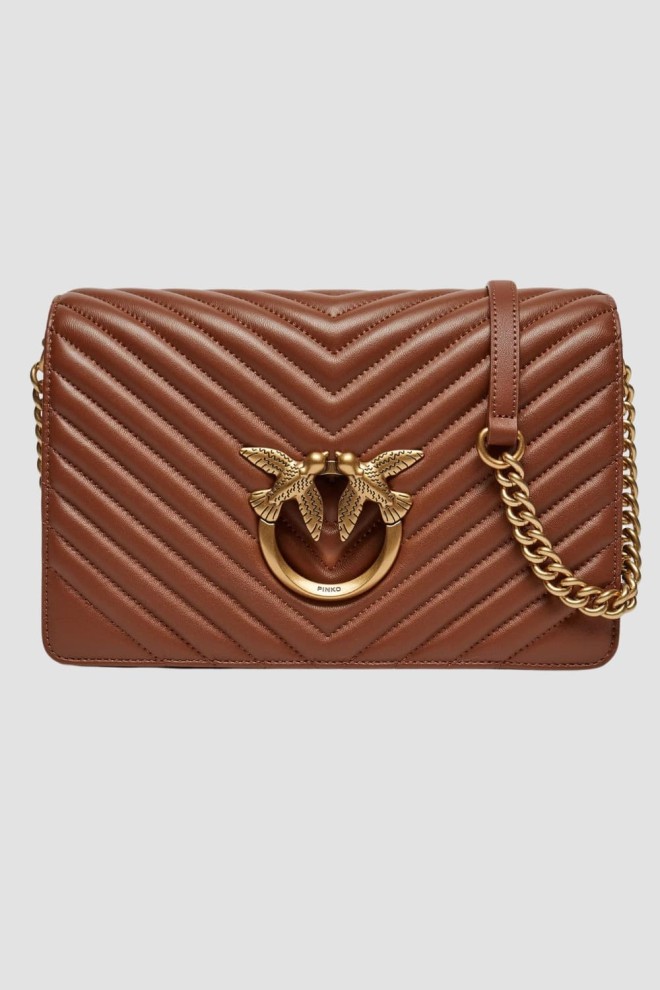 PINKO Brown Love Click Classic Handbag