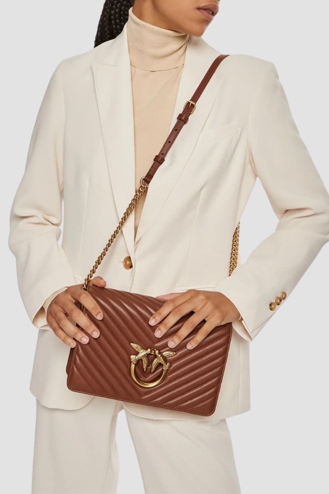 PINKO Brown Love Click Classic Handbag