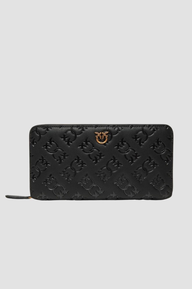 PINKO Black Log Wallet Ryder Zip Around