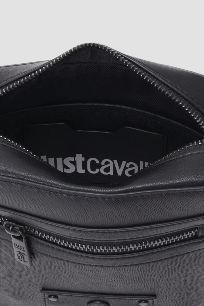 JUST CAVALLI Black Men's Gothic Plate Handbag - Style 3