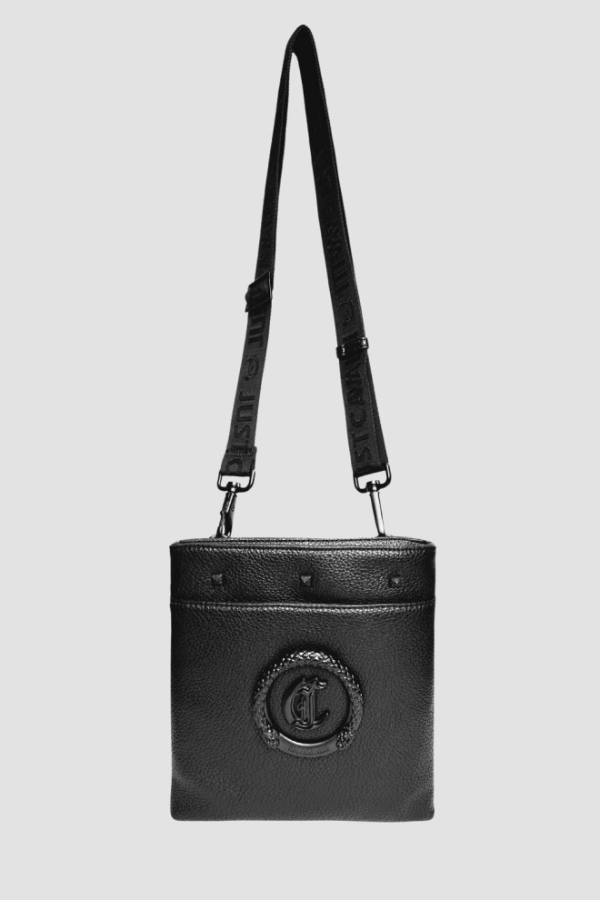 JUST CAVALLI Black Men's JC Logo Metal Circle Handbag - Style 3