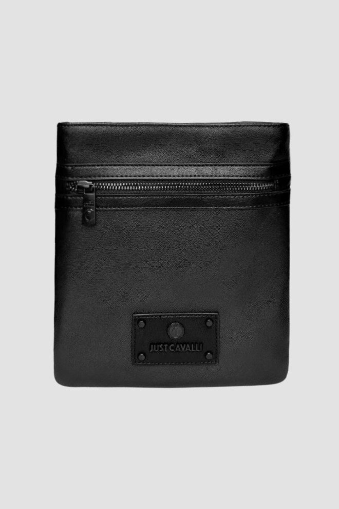 JUST CAVALLI Negru JC Gothic Plate Geantă de mână pentru bărbați - Stil 4