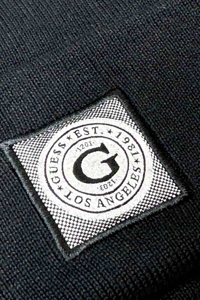GUESS Black Branded Beanie Spălată