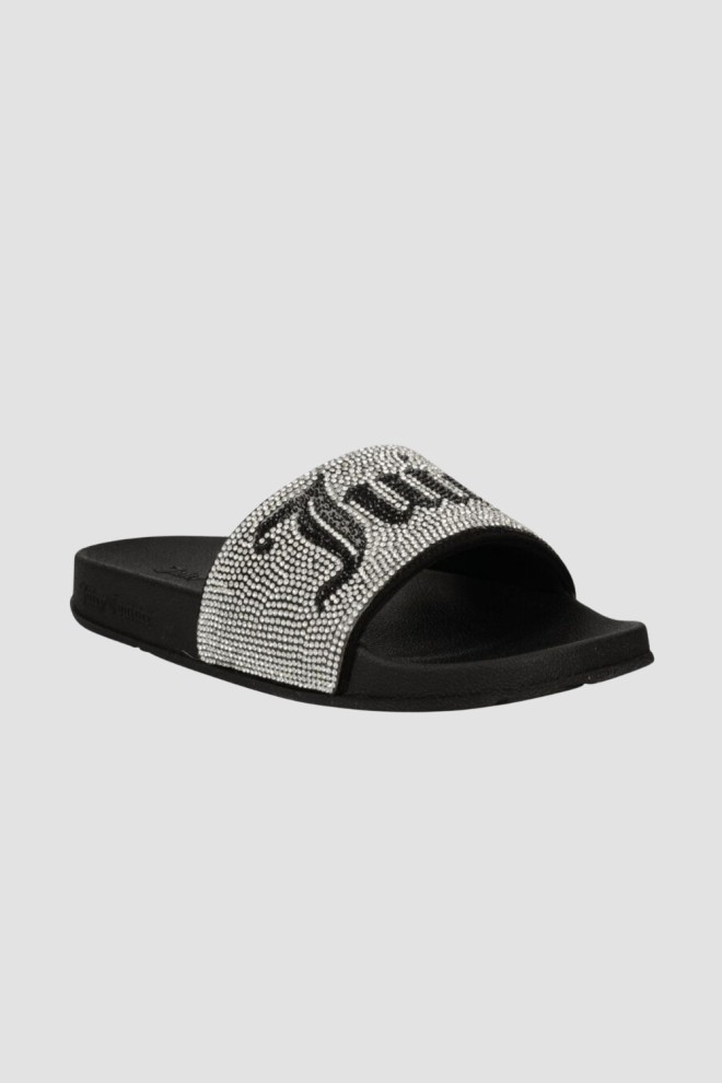 JUICY COUTURE Black Donna Diamante Slider Flip Flops