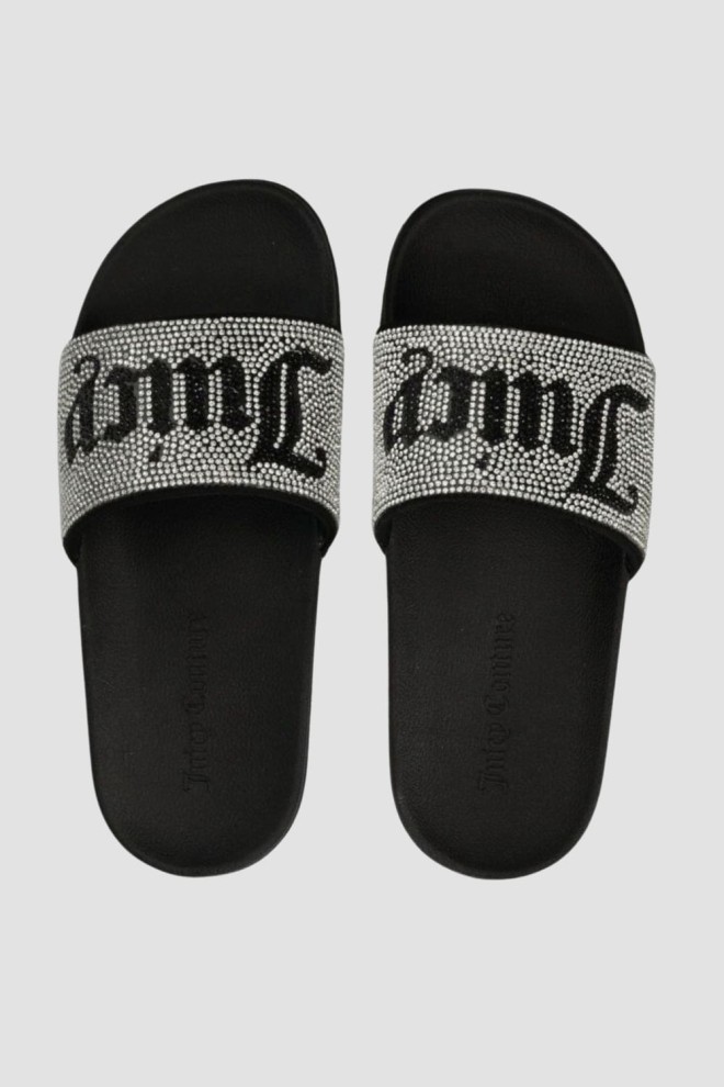 JUICY COUTURE Black Donna Diamante Slider Flip Flops
