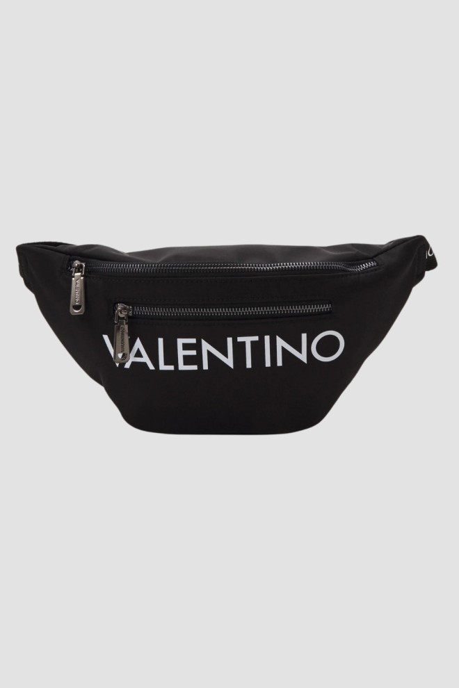 VALENTINO Black kidney with white logo Efeo Belt Bag