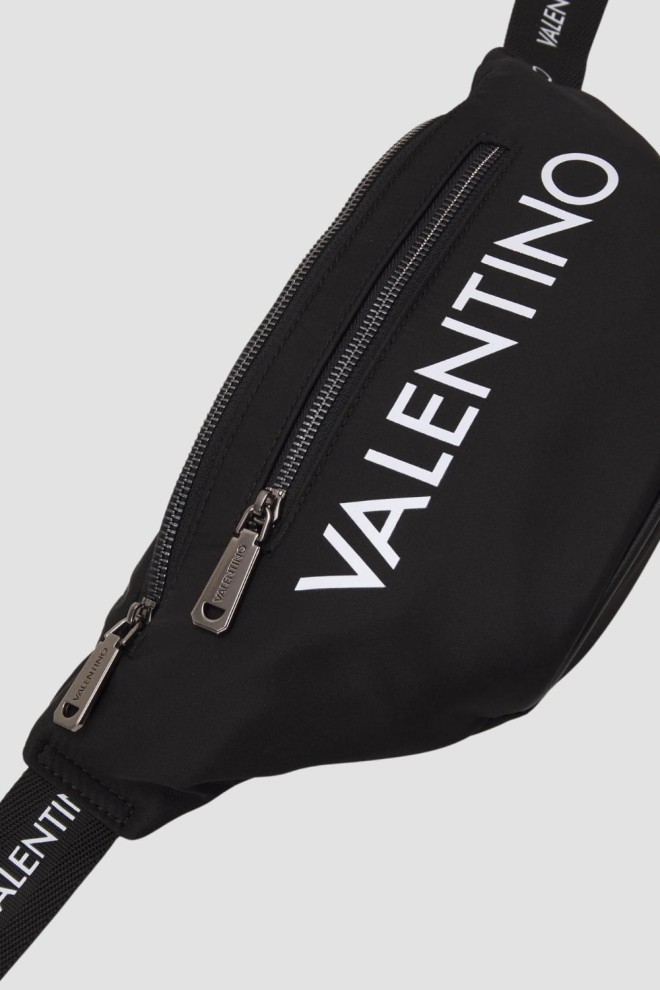 VALENTINO Black kidney with white logo Efeo Belt Bag