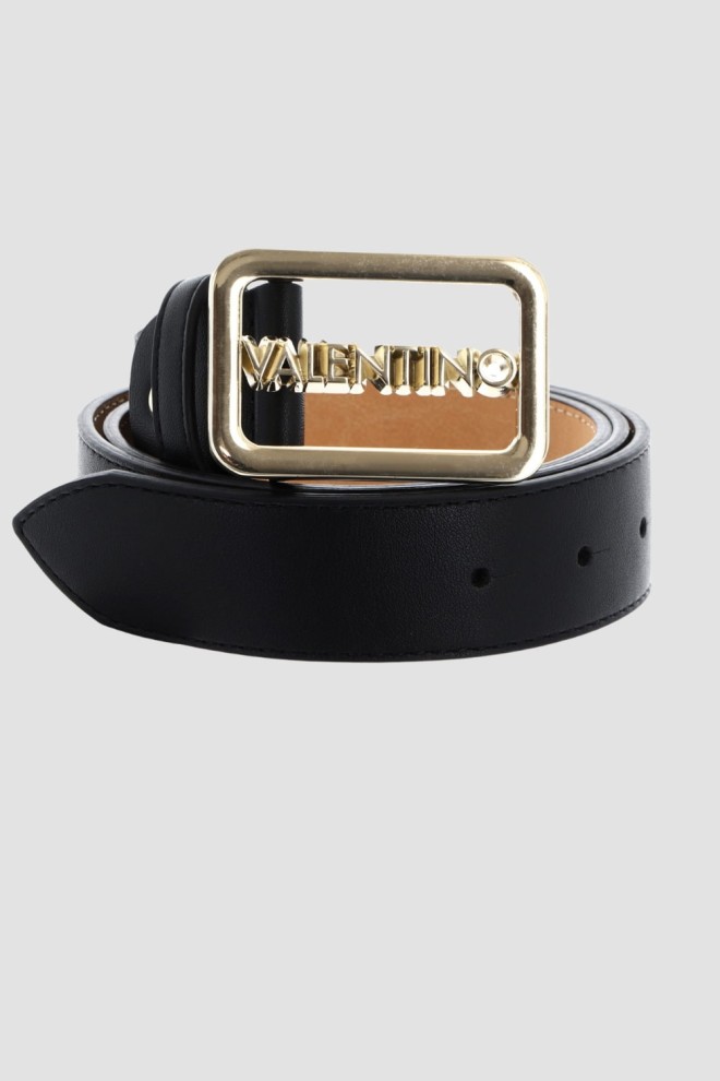 VALENTINO Black Around Plaque Buckle Belt