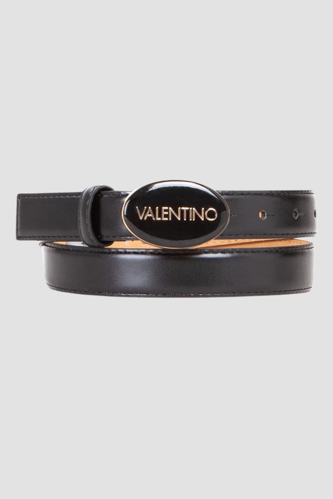 VALENTINO Czarny pasek Block Plaque Buckle Belt