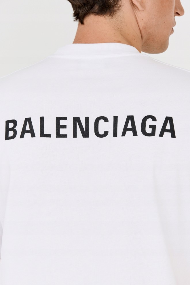 BALENCIAGA Біла футболка з логотипом на спині