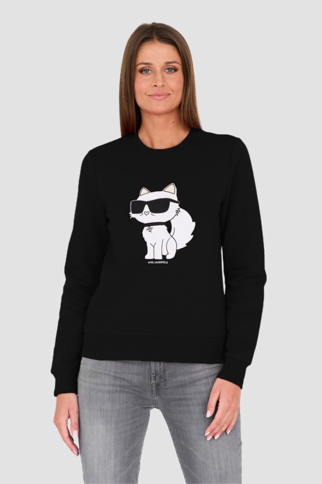 KARL LAGERFELD Tricou negru pentru femei Iconic 2.0 Choupette