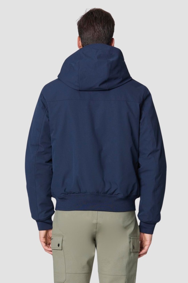 AERONAUTICA MILITARE Jachetă cu glugă pentru bărbați, albastru marin, din țesătură elastică