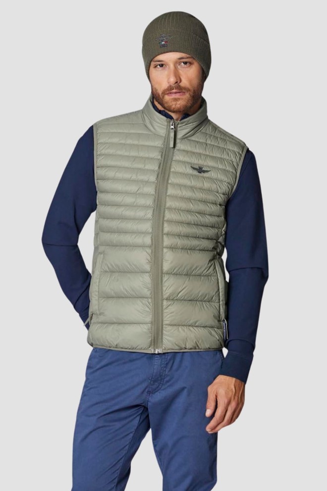 AERONAUTICA MILITARE Green Ultralight Quilted Sleeveless Vest