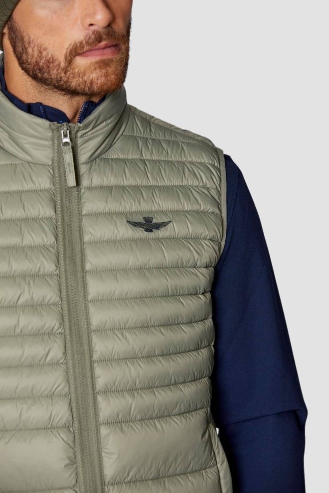 AERONAUTICA MILITARE Green Ultralight Quilted Sleeveless Vest