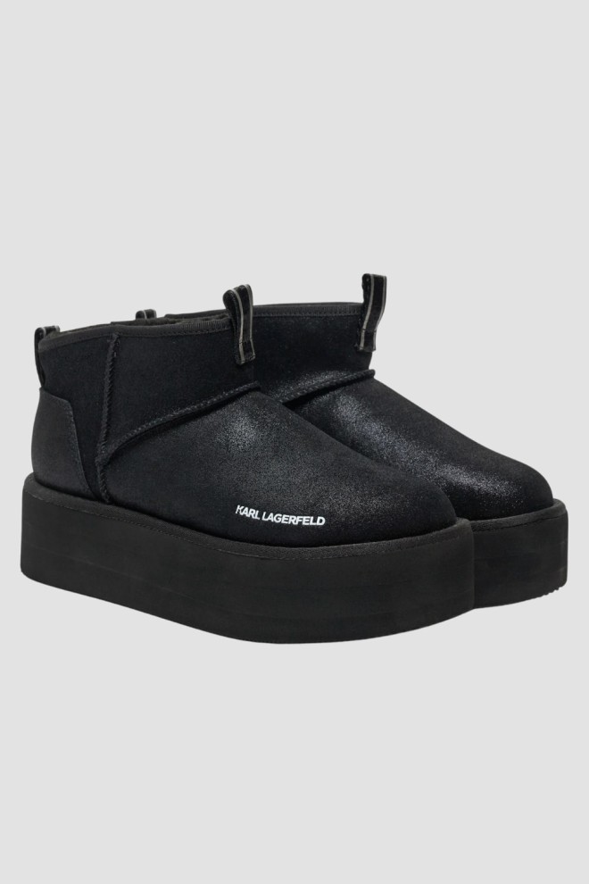 KARL LAGERFELD Black Suede THERMO Lo Slip On Boot