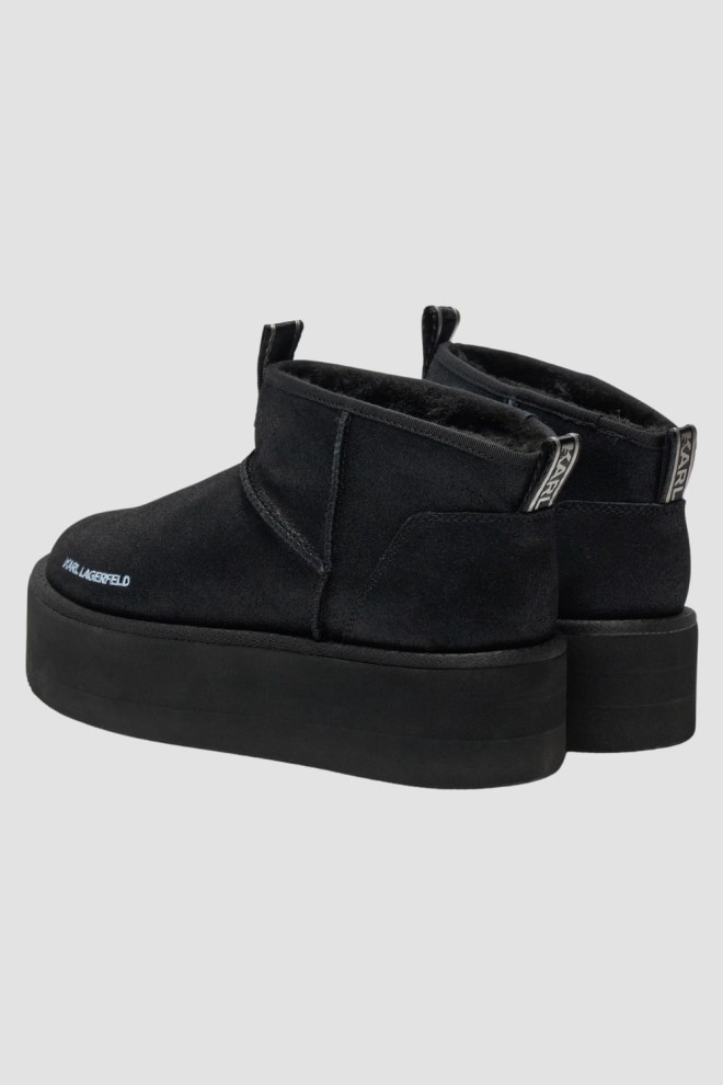 KARL LAGERFELD Black Suede THERMO Lo Slip On Boot