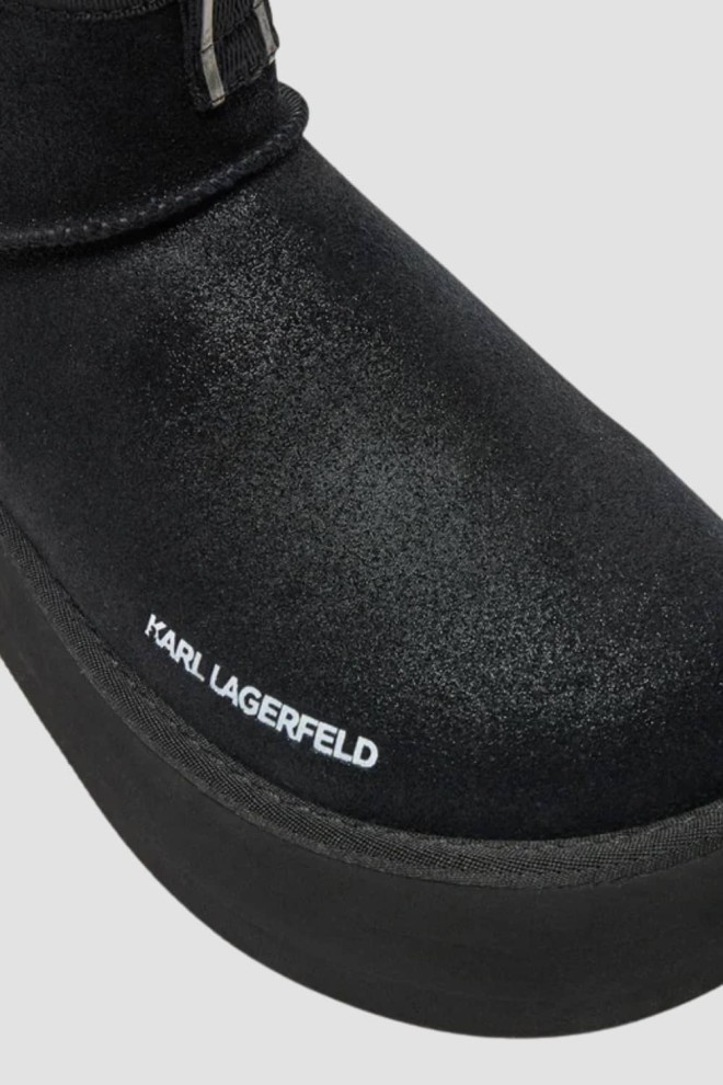 KARL LAGERFELD Black Suede THERMO Lo Slip On Boot