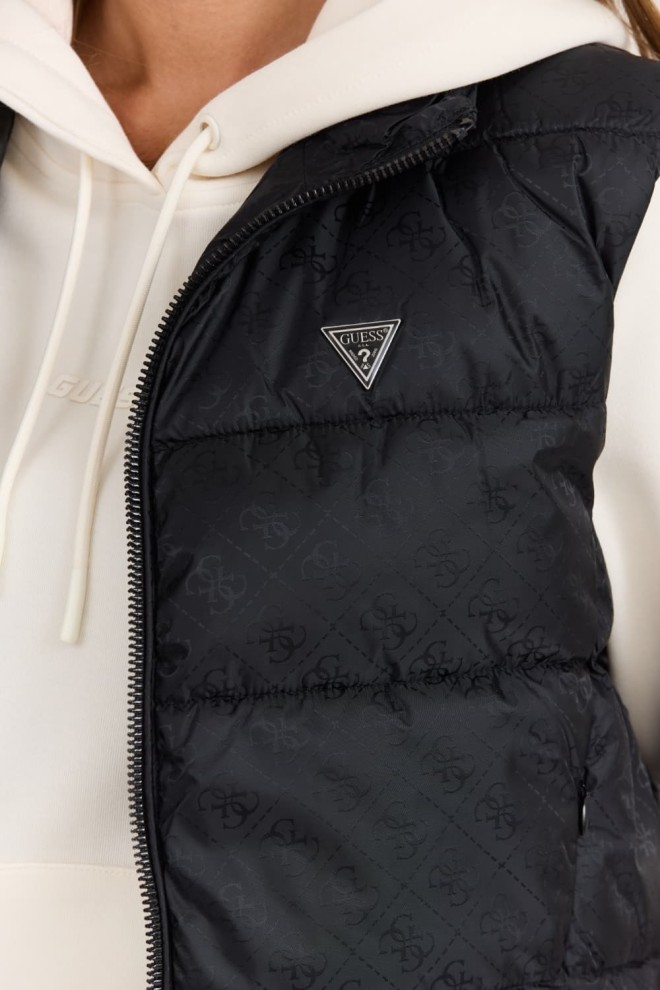 GUESS Czarny damski bezrękawnik New 4g Logo Padded Vest