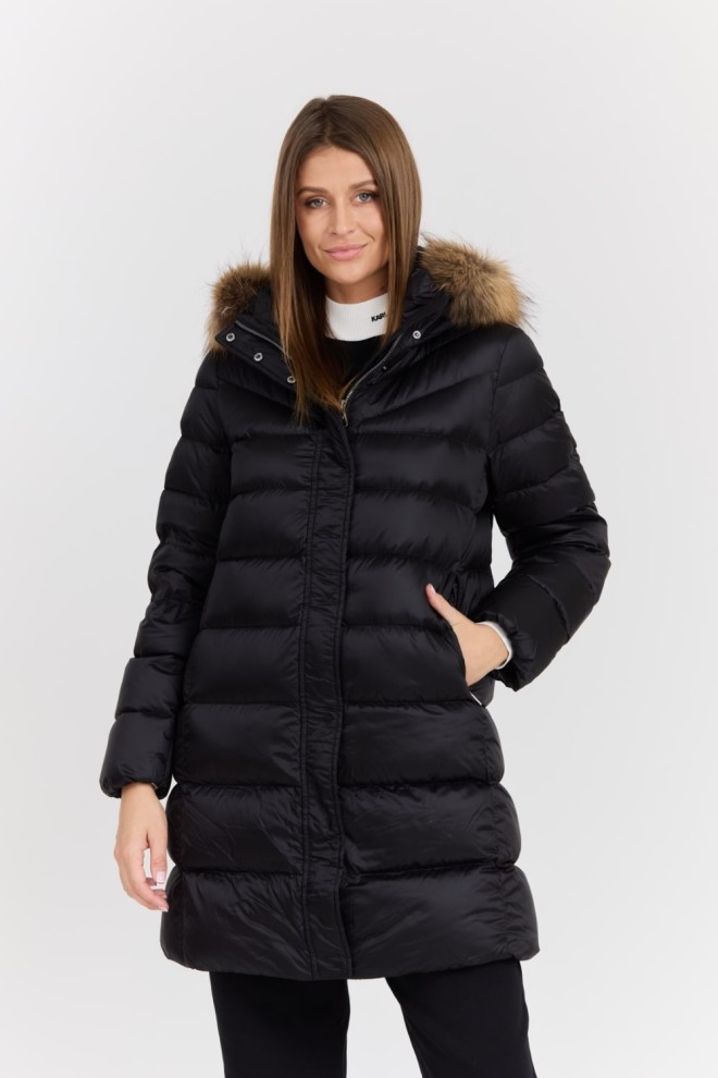 HETREGO Black Women's Leonie Quilted Woman Jacket With Detached Hood