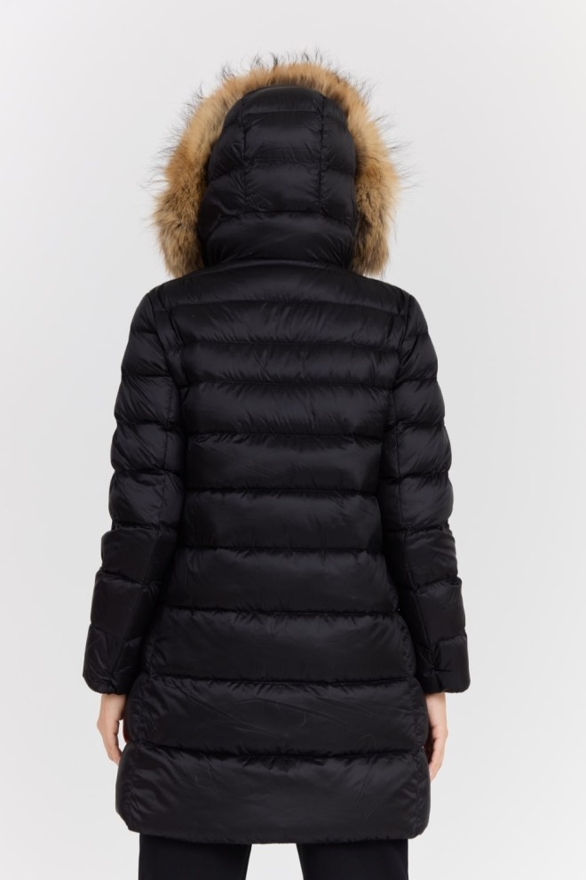 HETREGO Jachetă de damă neagră Leonie matlasată cu glugă detașată