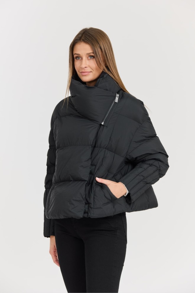 DIEGO M Black Women's Giubbino Micropiuma Jacket - Collo Con Zip