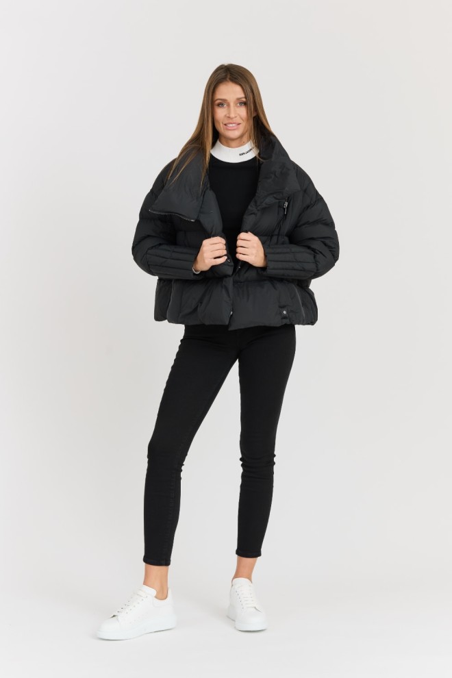 DIEGO M Black Women's Giubbino Micropiuma Jacket - Collo Con Zip