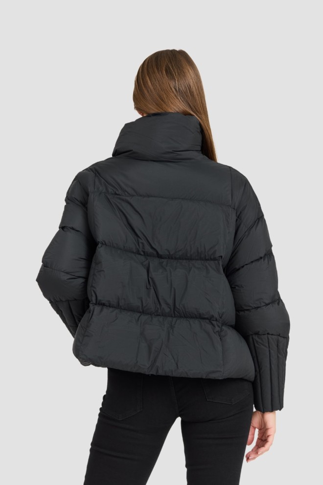 DIEGO M Geacă neagră Giubbino Micropiuma pentru femei - Collo Con Zip