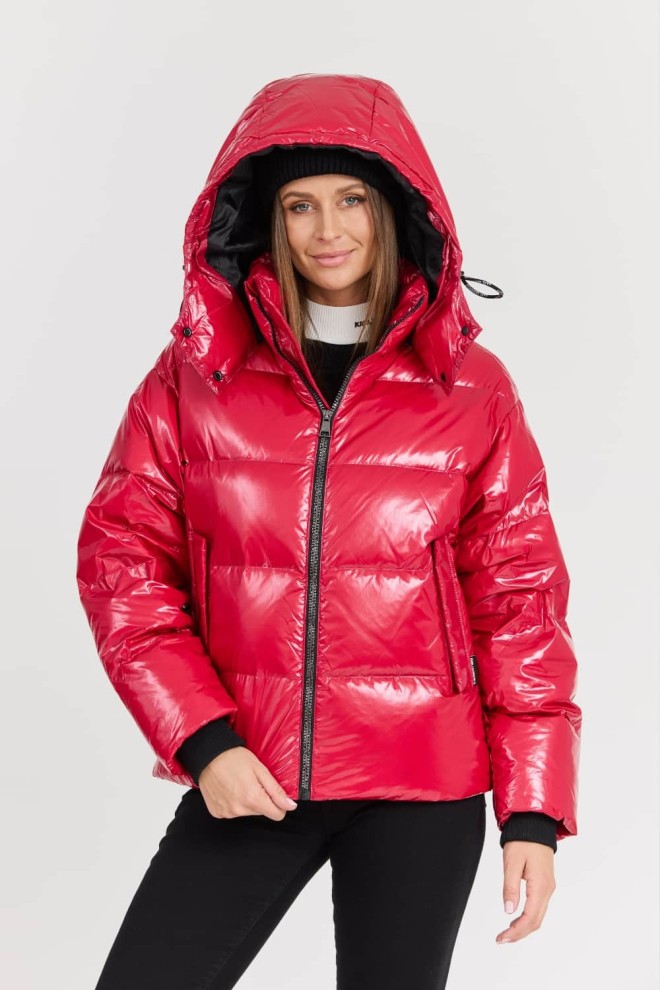 KARL LAGERFELD Czerwona damska kurtka Hooded Down Jacket