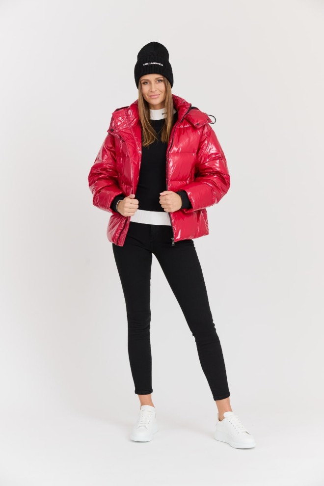 KARL LAGERFELD Red Women's Hooded Down Jacket