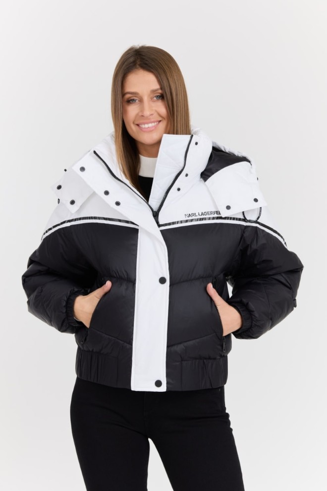 KARL LAGERFELD Czarna damska kurtka Colorblock Padded Jacket