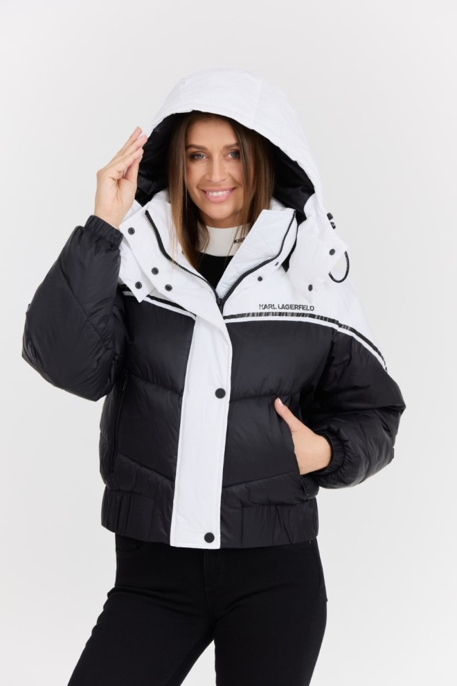 KARL LAGERFELD Black Women's Colorblock Padded Jacket