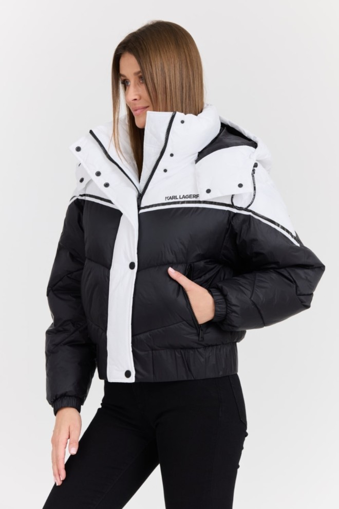 KARL LAGERFELD Czarna damska kurtka Colorblock Padded Jacket