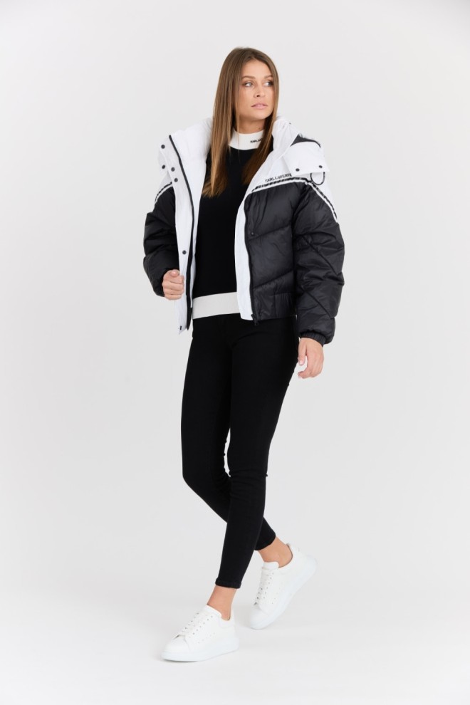 KARL LAGERFELD Czarna damska kurtka Colorblock Padded Jacket