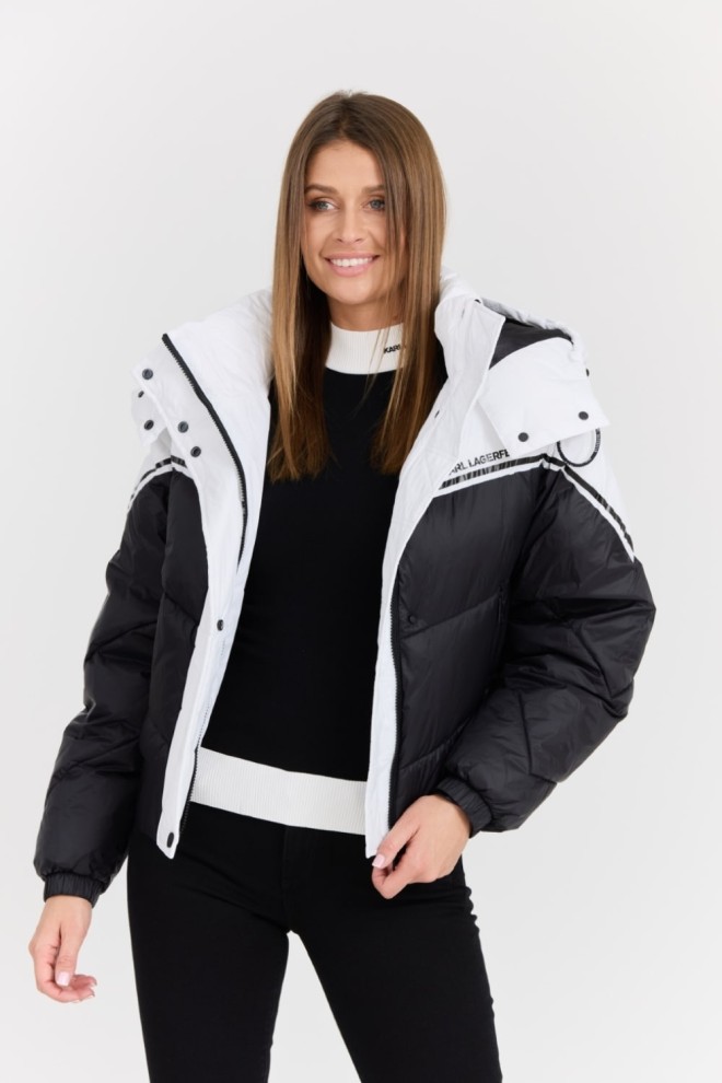 KARL LAGERFELD Czarna damska kurtka Colorblock Padded Jacket