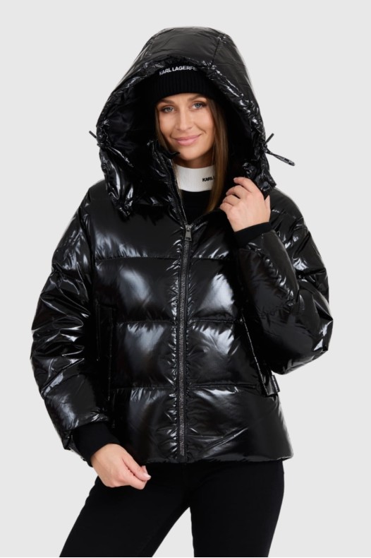 KARL LAGERFELD Black Women s Hooded Down Jacket