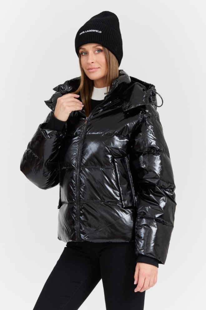 KARL LAGERFELD Czarna damska kurtka Hooded Down Jacket