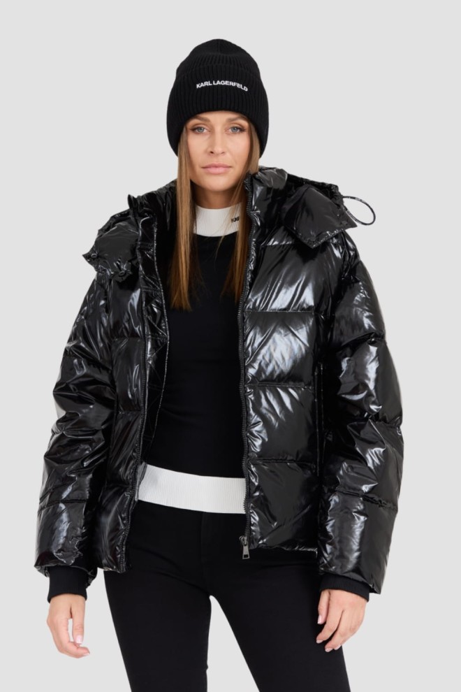 KARL LAGERFELD Czarna damska kurtka Hooded Down Jacket