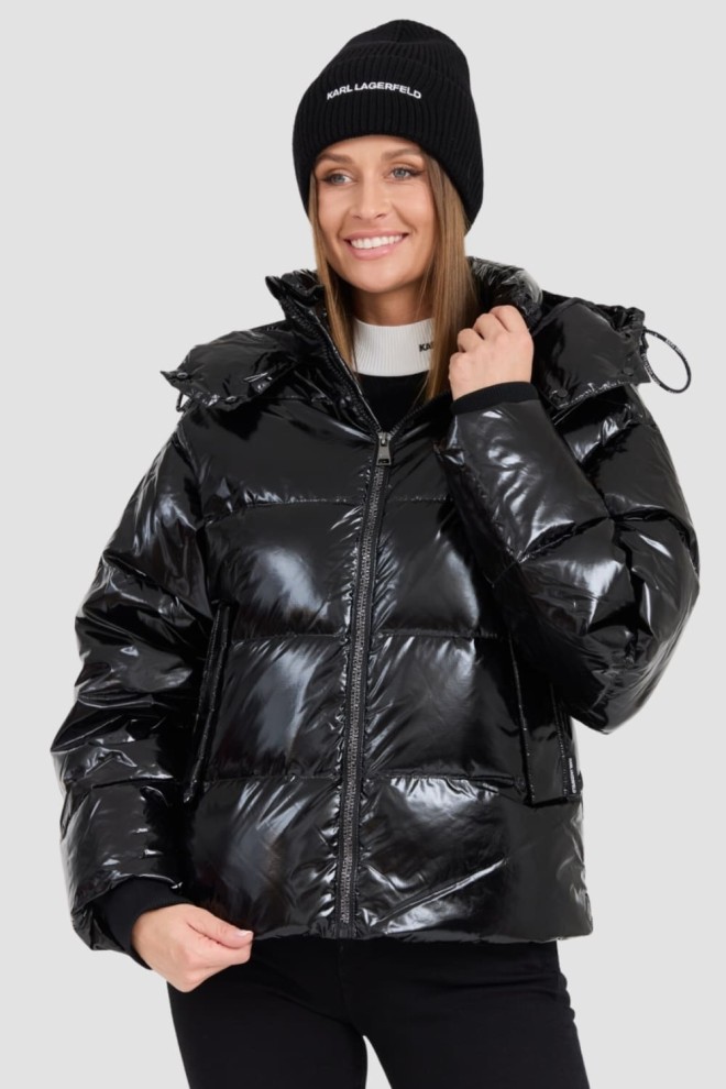 KARL LAGERFELD Czarna damska kurtka Hooded Down Jacket