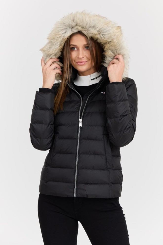 TOMMY JEANS Geacă de blană neagră pentru femei